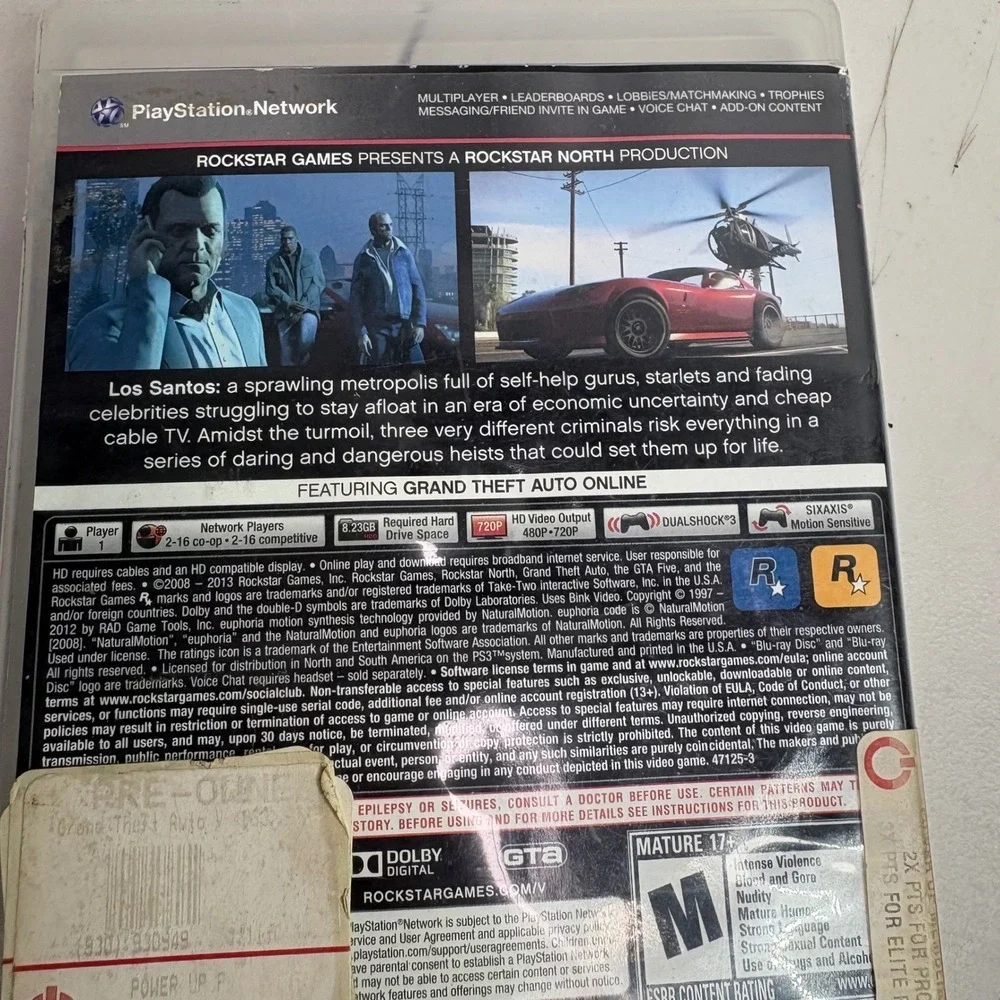 Grand Theft Auto V PS3 PlayStation 3 Complete Game Disc Case Manual